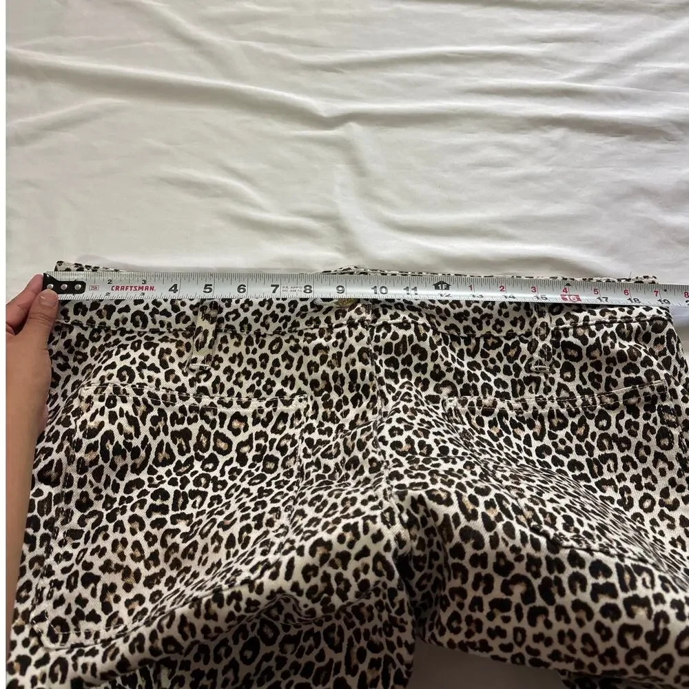 J.Crew Womens 33 High Rise Kickout Jeans Sailor Pockets Leopard Print Maximalist